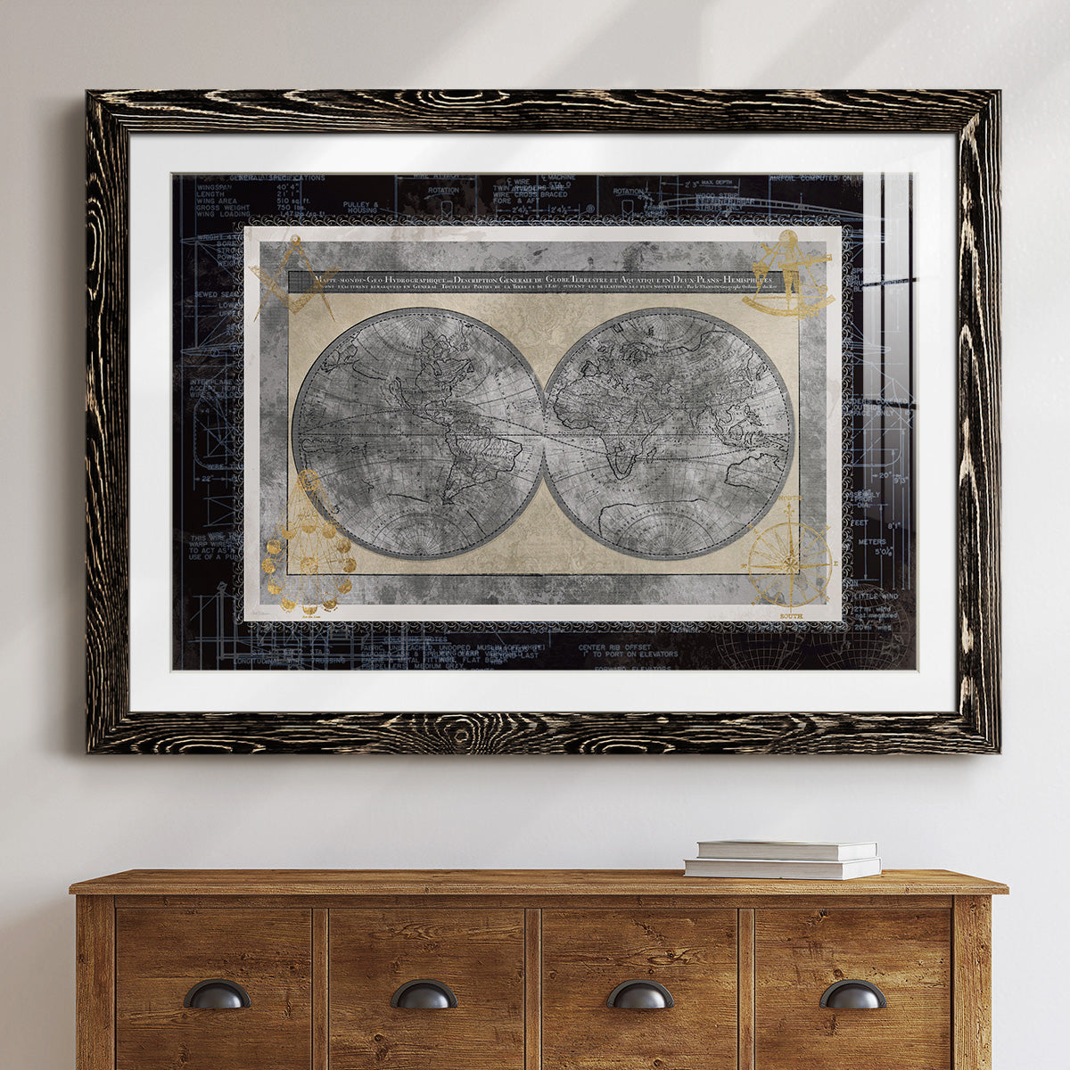 Night World Blueprint-Premium Framed Print - Ready to Hang