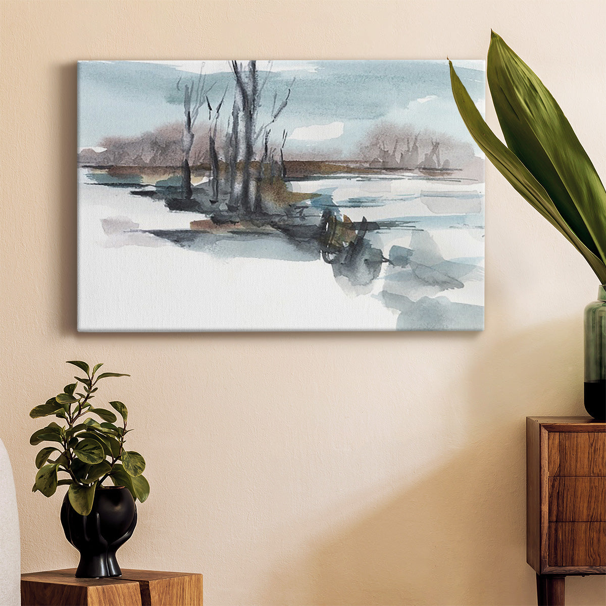 Winter Stream Watercolor II Premium Gallery Wrapped Canvas - Ready to Hang