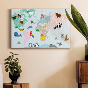 Animal Map Premium Gallery Wrapped Canvas - Ready to Hang