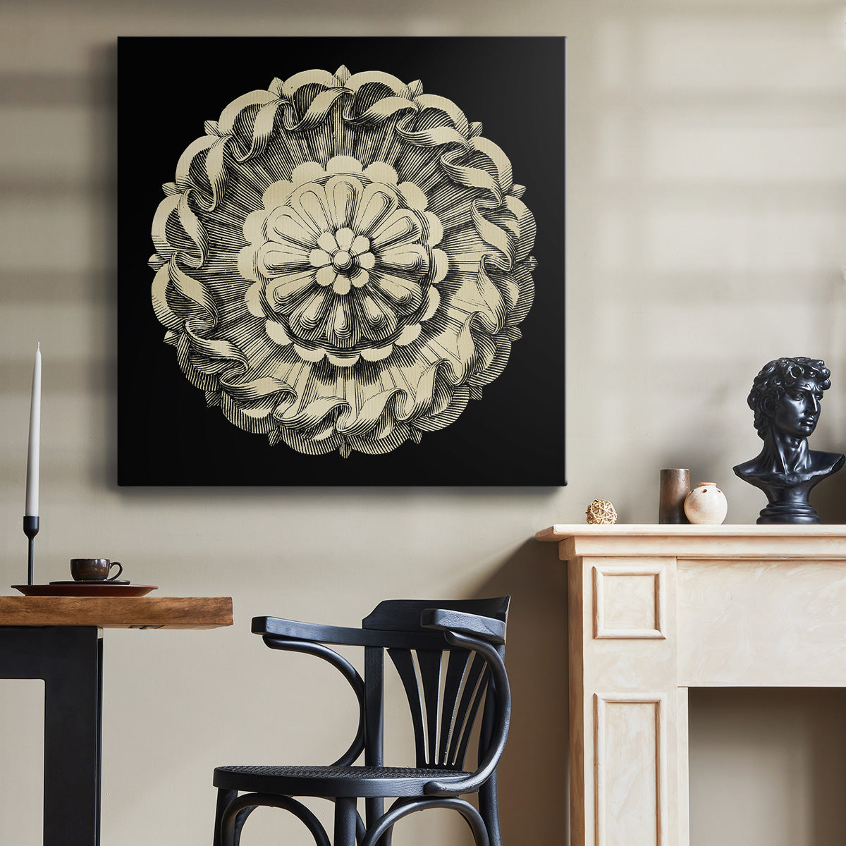 Black and Tan Rosette IV-Premium Gallery Wrapped Canvas - Ready to Hang