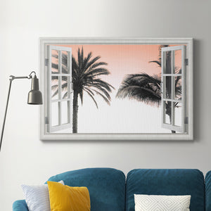 Pink Palm Window - Canvas Art Print