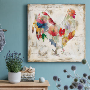 Flowered Rooster - Canvas Art Print
