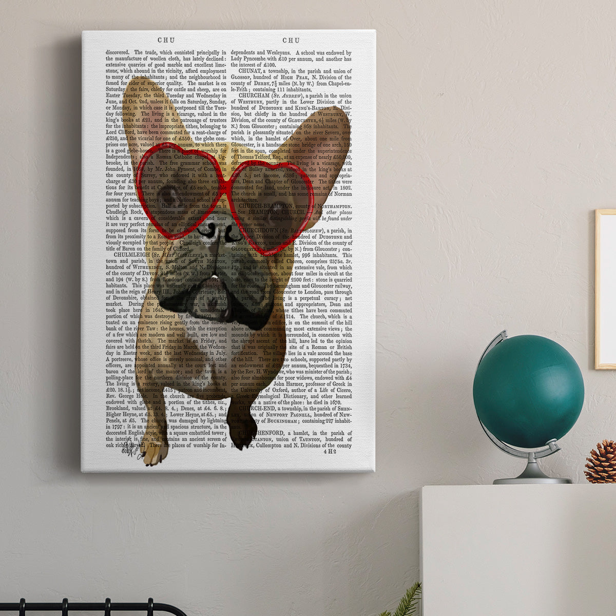 French Bulldog and Heart Glasses Premium Gallery Wrapped Canvas - Ready to Hang