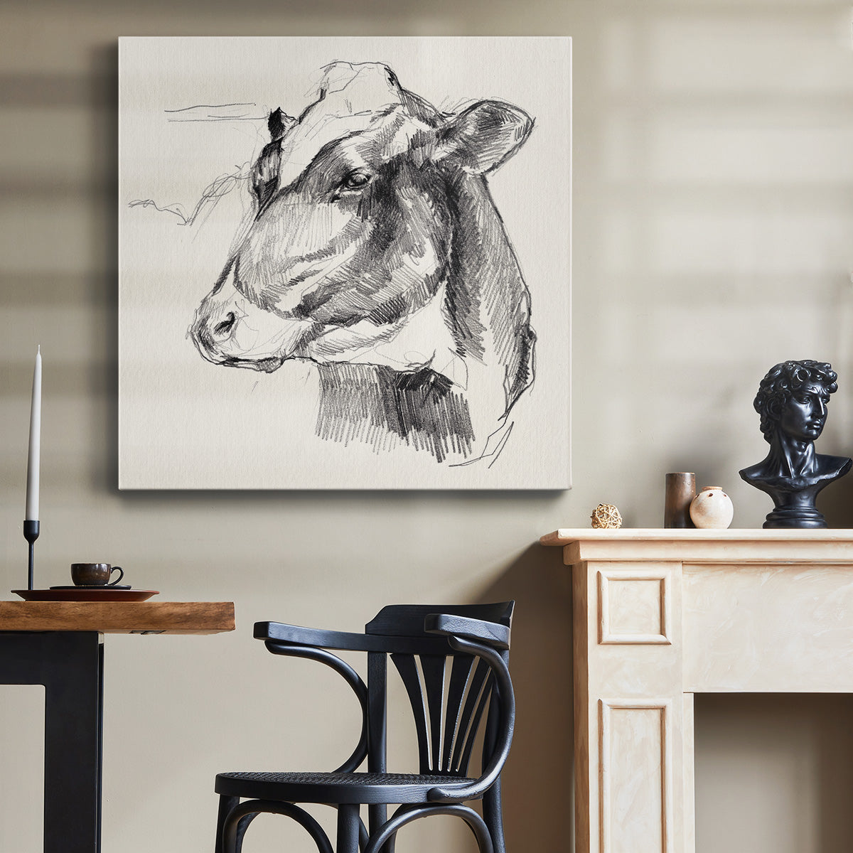 Holstein Portrait Sketch II-Premium Gallery Wrapped Canvas - Ready to Hang