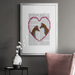 Foxes in Pink Heart Premium Framed Print - Ready to Hang