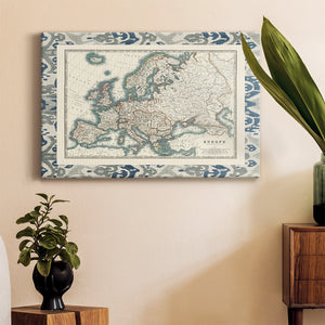 Bordered Map of Europe Premium Gallery Wrapped Canvas - Ready to Hang