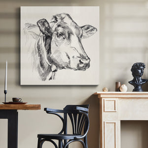 Holstein Portrait Sketch I-Premium Gallery Wrapped Canvas - Ready to Hang