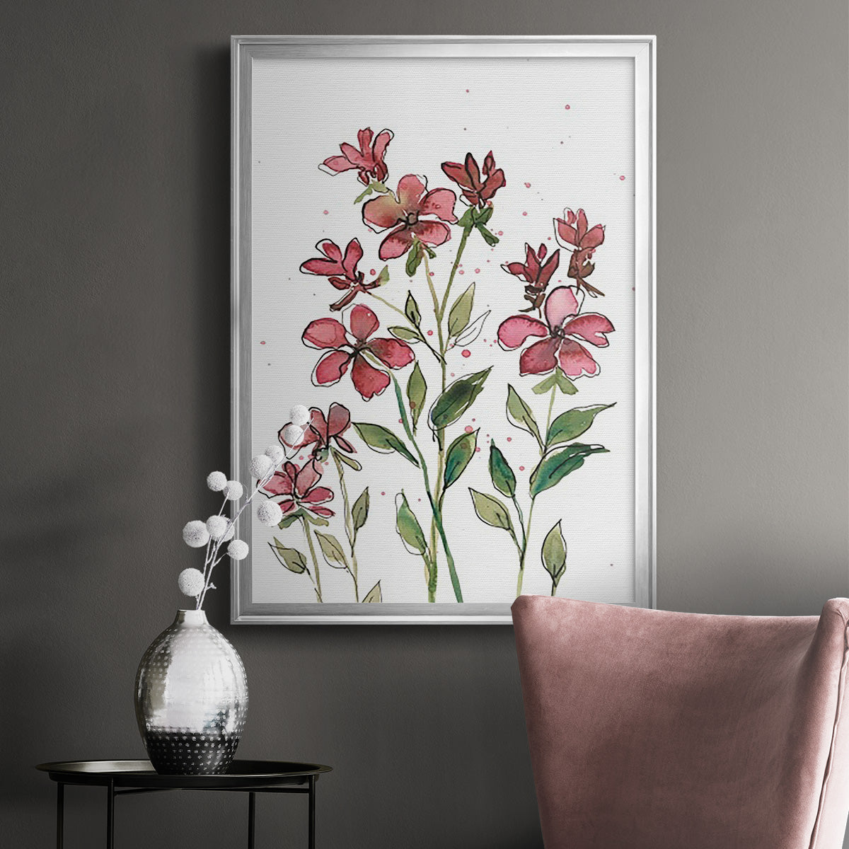 Watercolor Floral Stems II Premium Framed Print - Ready to Hang