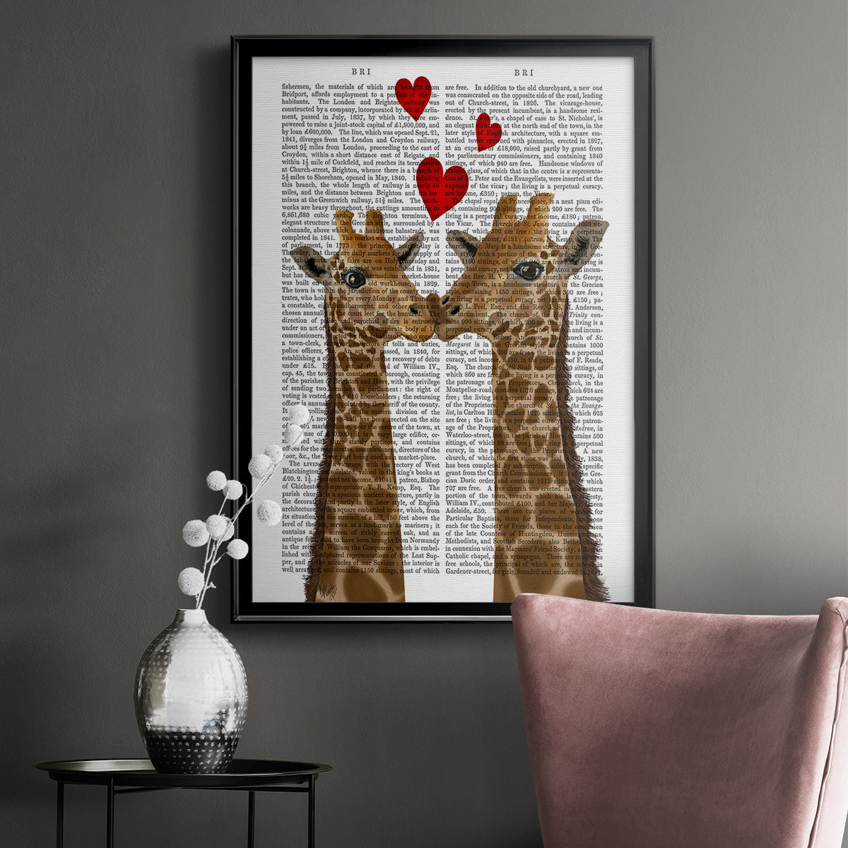 Giraffe Love Premium Framed Print - Ready to Hang