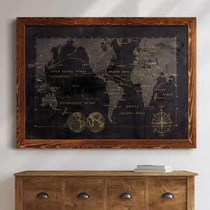 Black Gold Map-Premium Framed Canvas - Ready to Hang