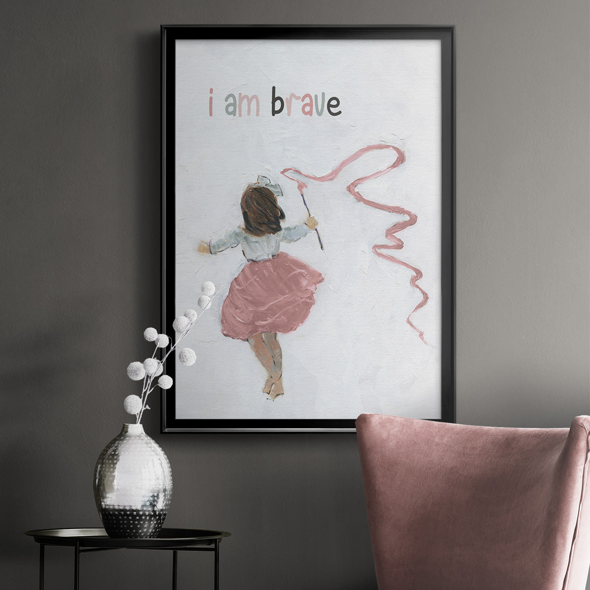 Girl Catching Wind Premium Framed Print - Ready to Hang