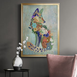 Fantastic Florals Fox, Sitting Premium Framed Print - Ready to Hang