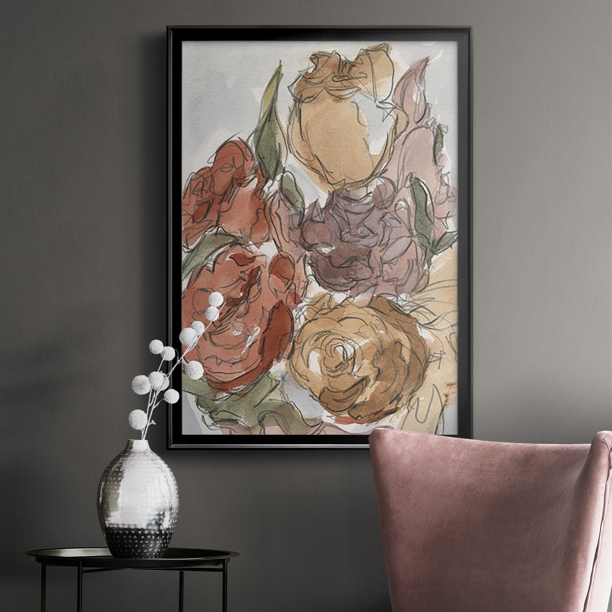 Cropped Floral Arrangement II Premium Framed Print - Ready to Hang