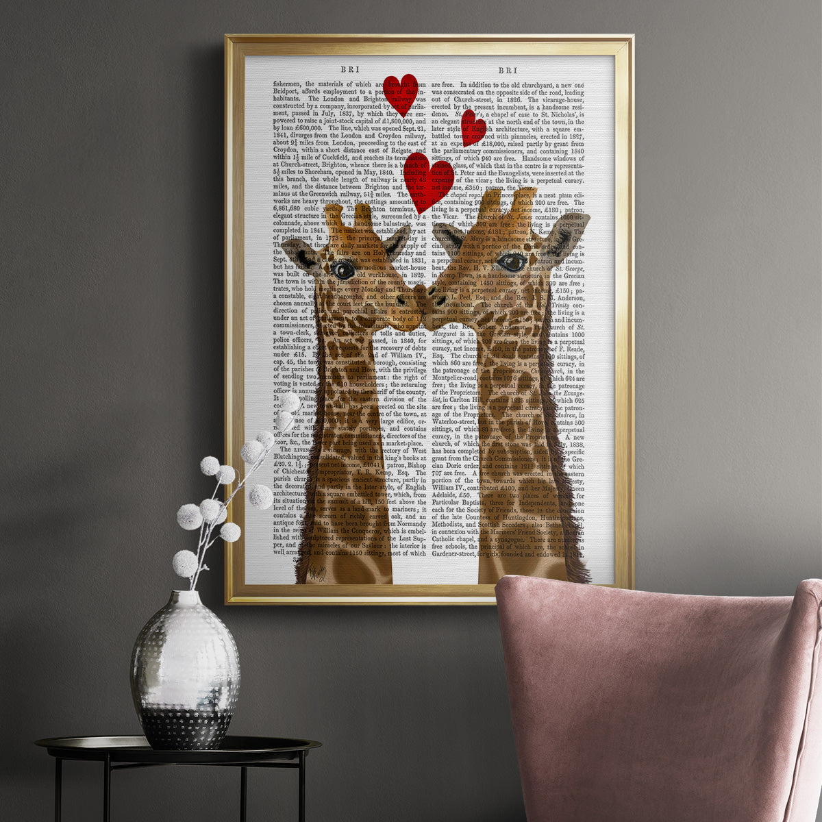 Giraffe Love Premium Framed Print - Ready to Hang