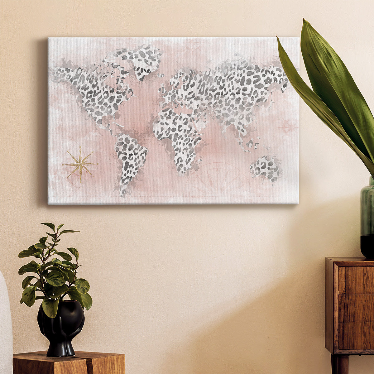 Pink Cheetah Map Premium Gallery Wrapped Canvas - Ready to Hang