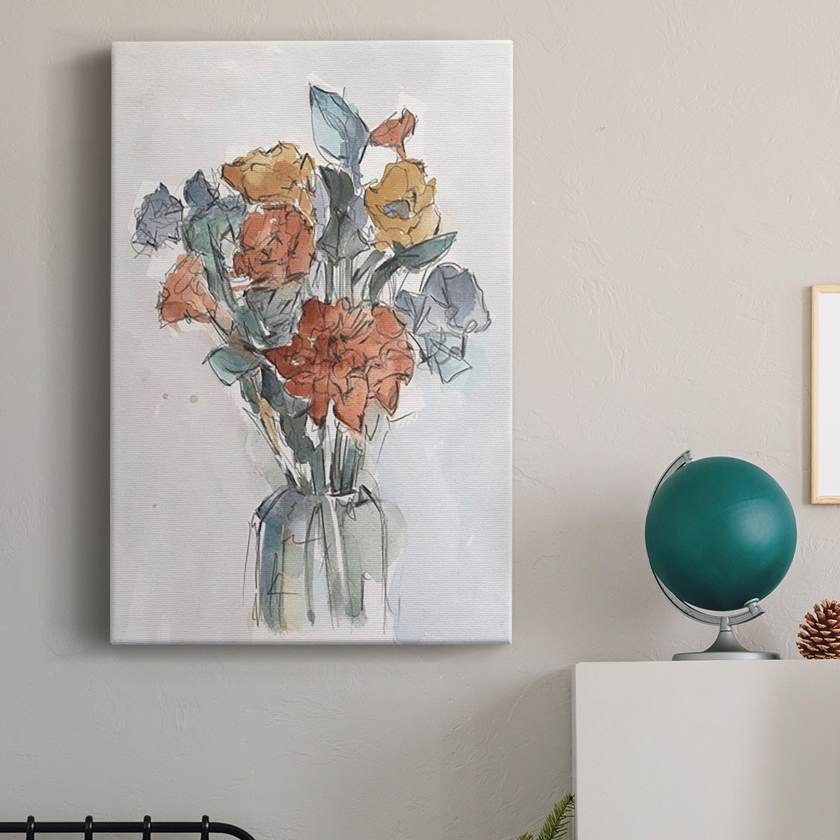 Watercolor Floral Arrangement I Premium Gallery Wrapped Canvas - Ready to Hang