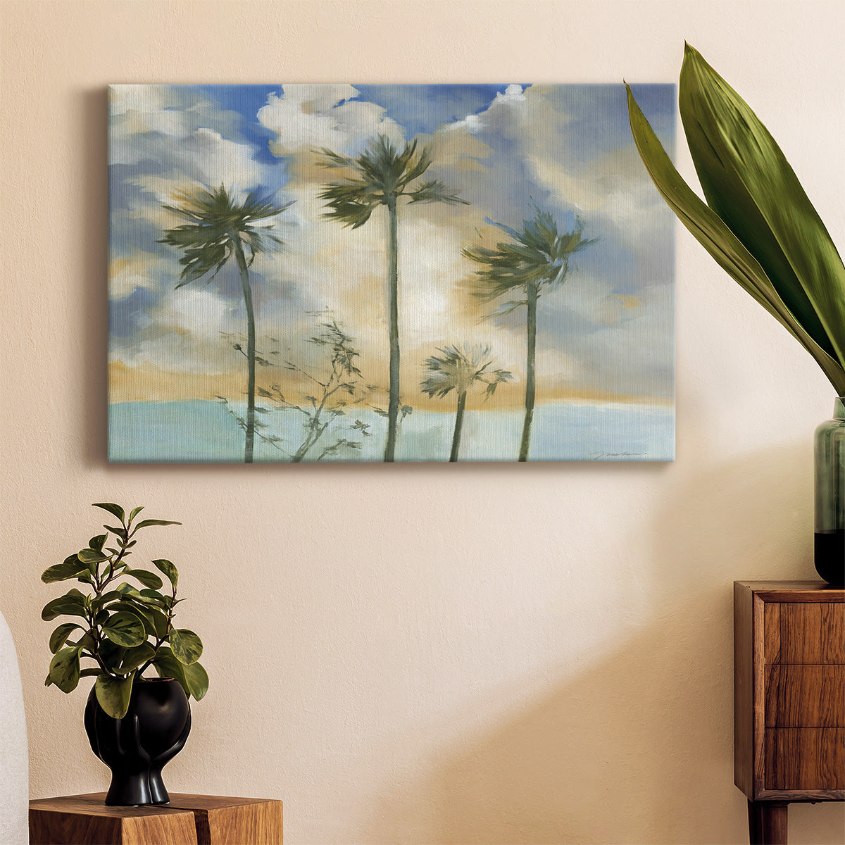 Palms in the Wind Premium Gallery Wrapped Canvas - Ready to Hang