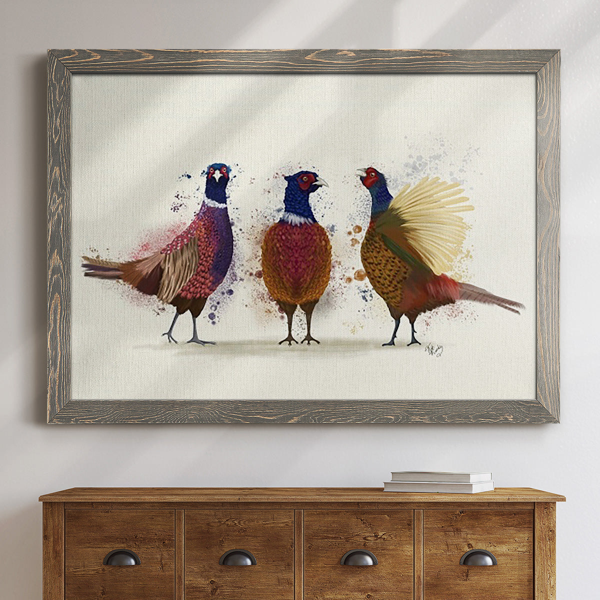 Pheasant Trio-Premium Framed Canvas - Ready to Hang