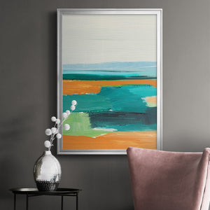 Aqua and Orange I Premium Framed Print - Ready to Hang