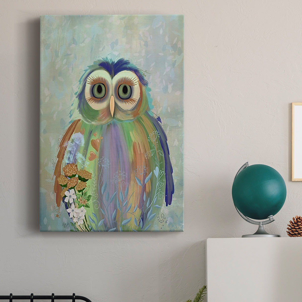 Fantastic Florals Owl Premium Gallery Wrapped Canvas - Ready to Hang