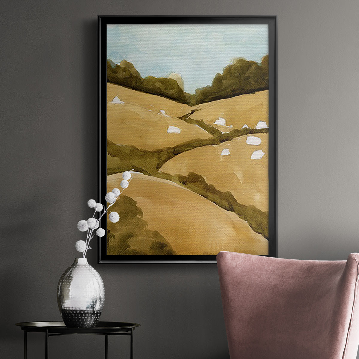 Scattered Sheep I Premium Framed Print - Ready to Hang