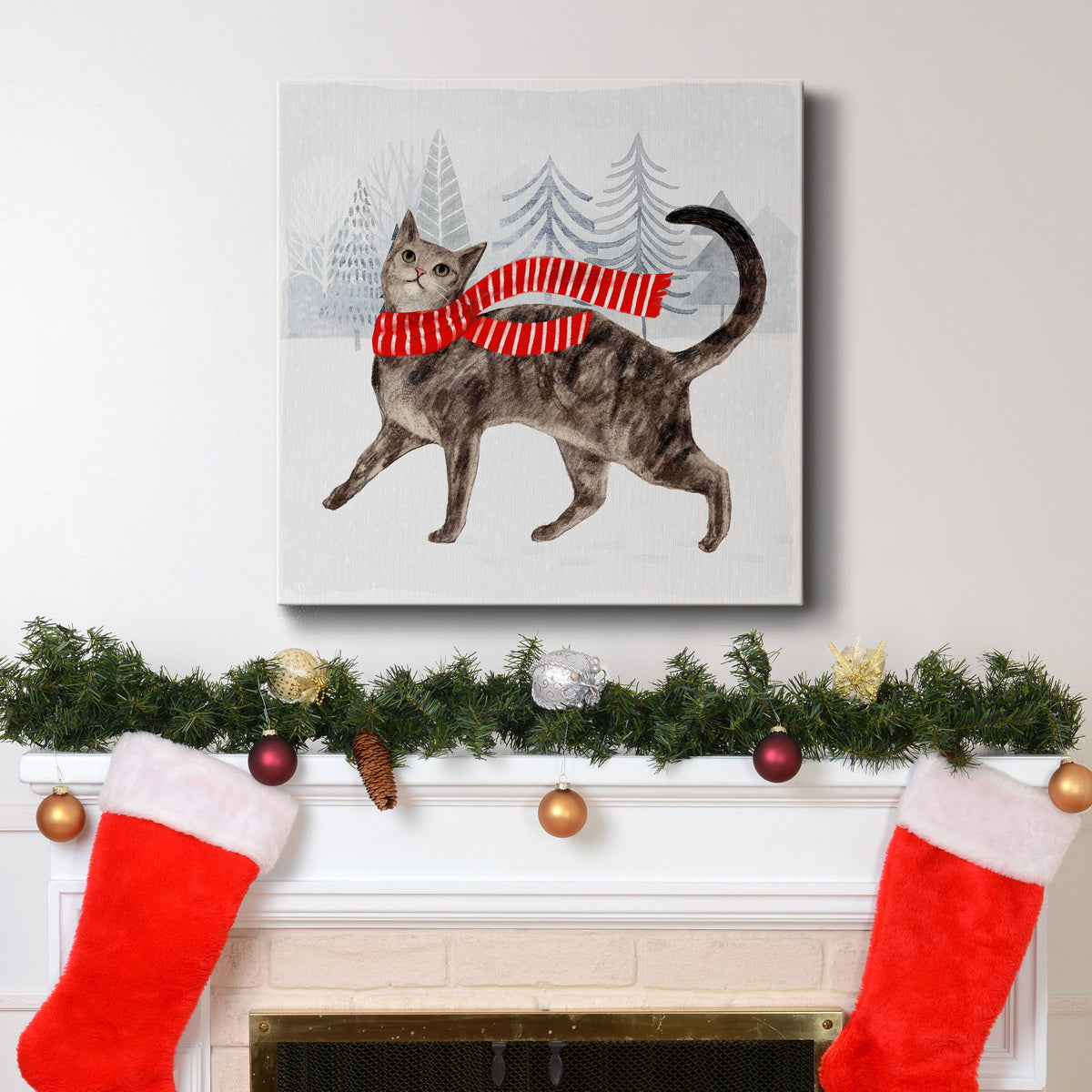 Christmas Cats and Dogs I-Premium Gallery Wrapped Canvas - Ready to Hang