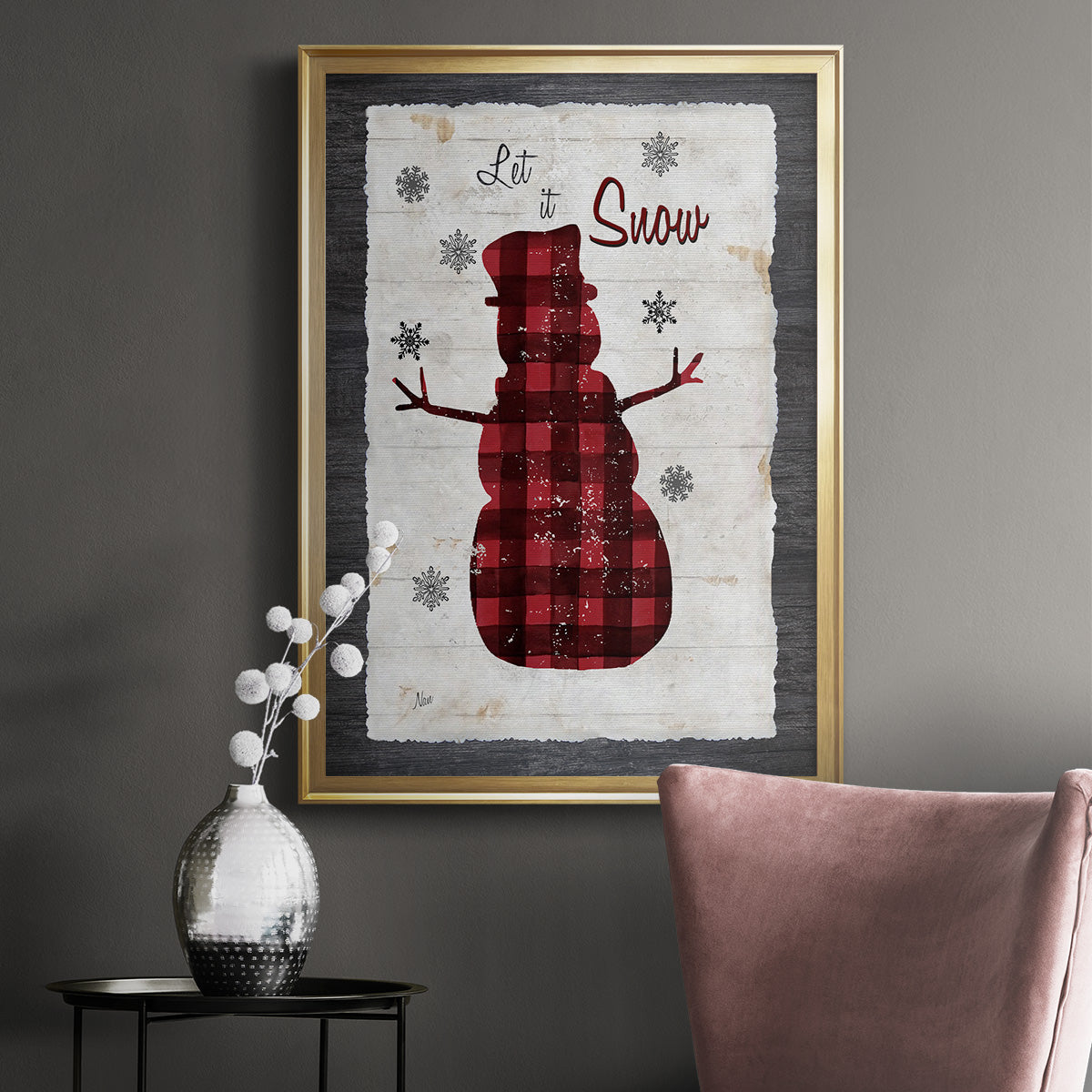 Checkered Snowman I Premium Framed Print - Ready to Hang