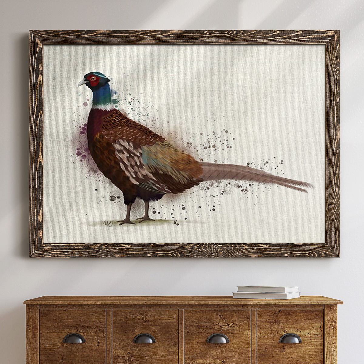 Pheasant Splash 1-Premium Framed Canvas - Ready to Hang