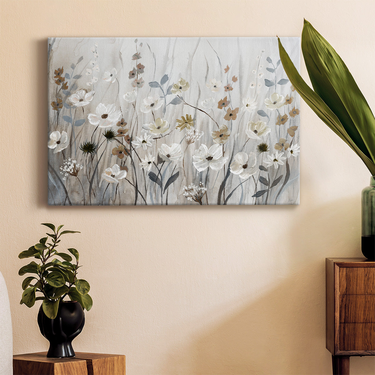 Misty Meadow Field Premium Gallery Wrapped Canvas - Ready to Hang
