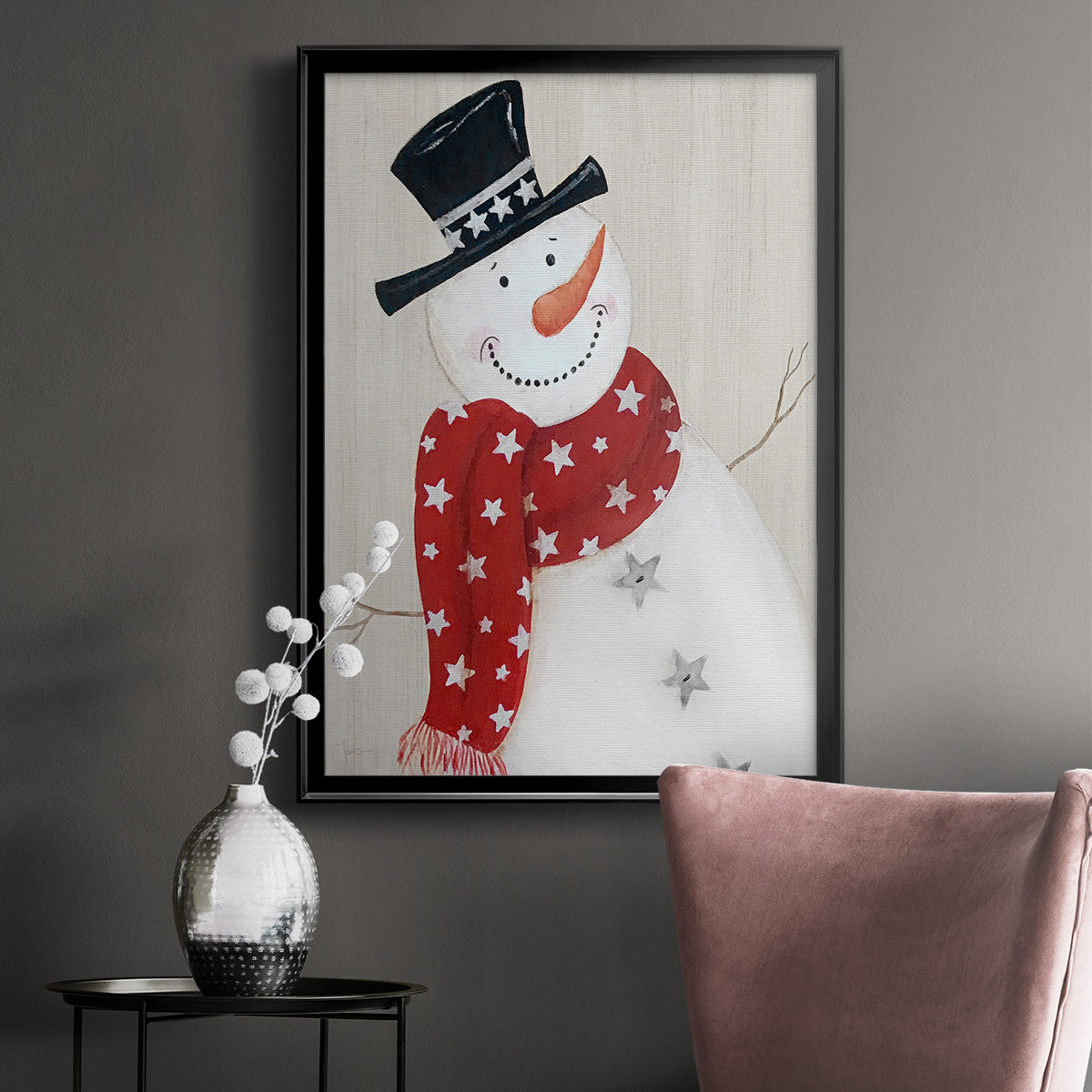 Festive Snowman I Premium Framed Print - Ready to Hang