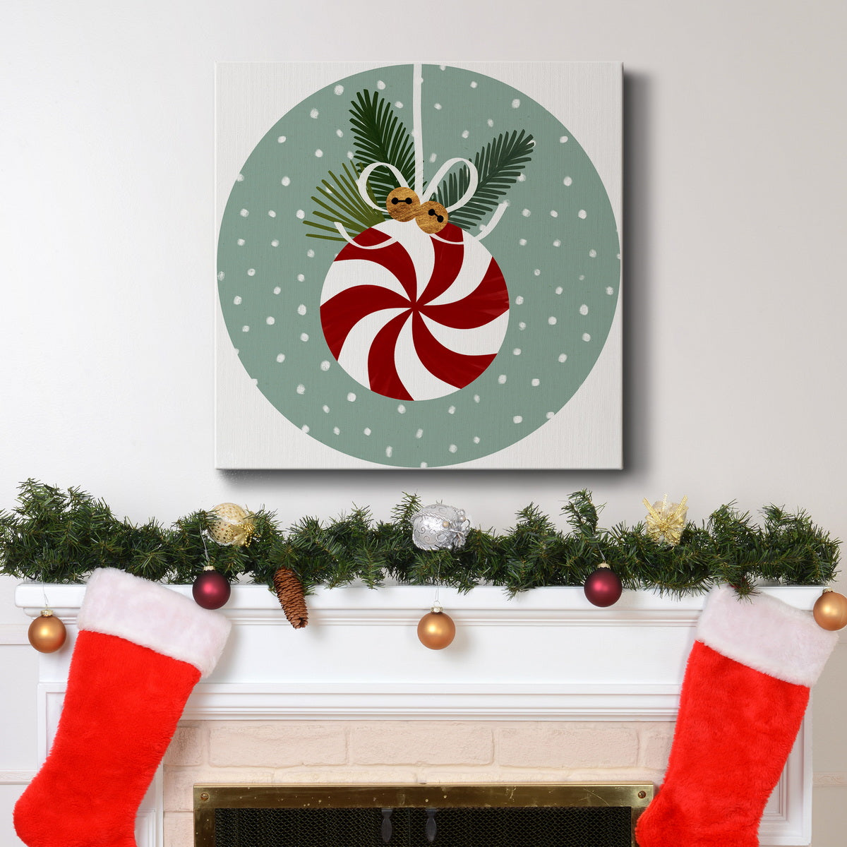 Peppermint Snowman Collection C-Premium Gallery Wrapped Canvas - Ready to Hang
