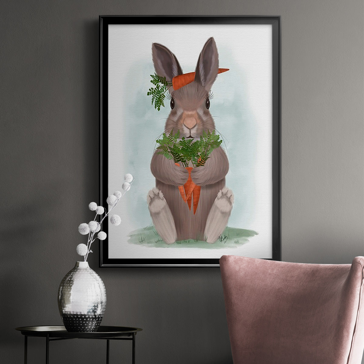 Rabbit Carrot Hug Premium Framed Print - Ready to Hang