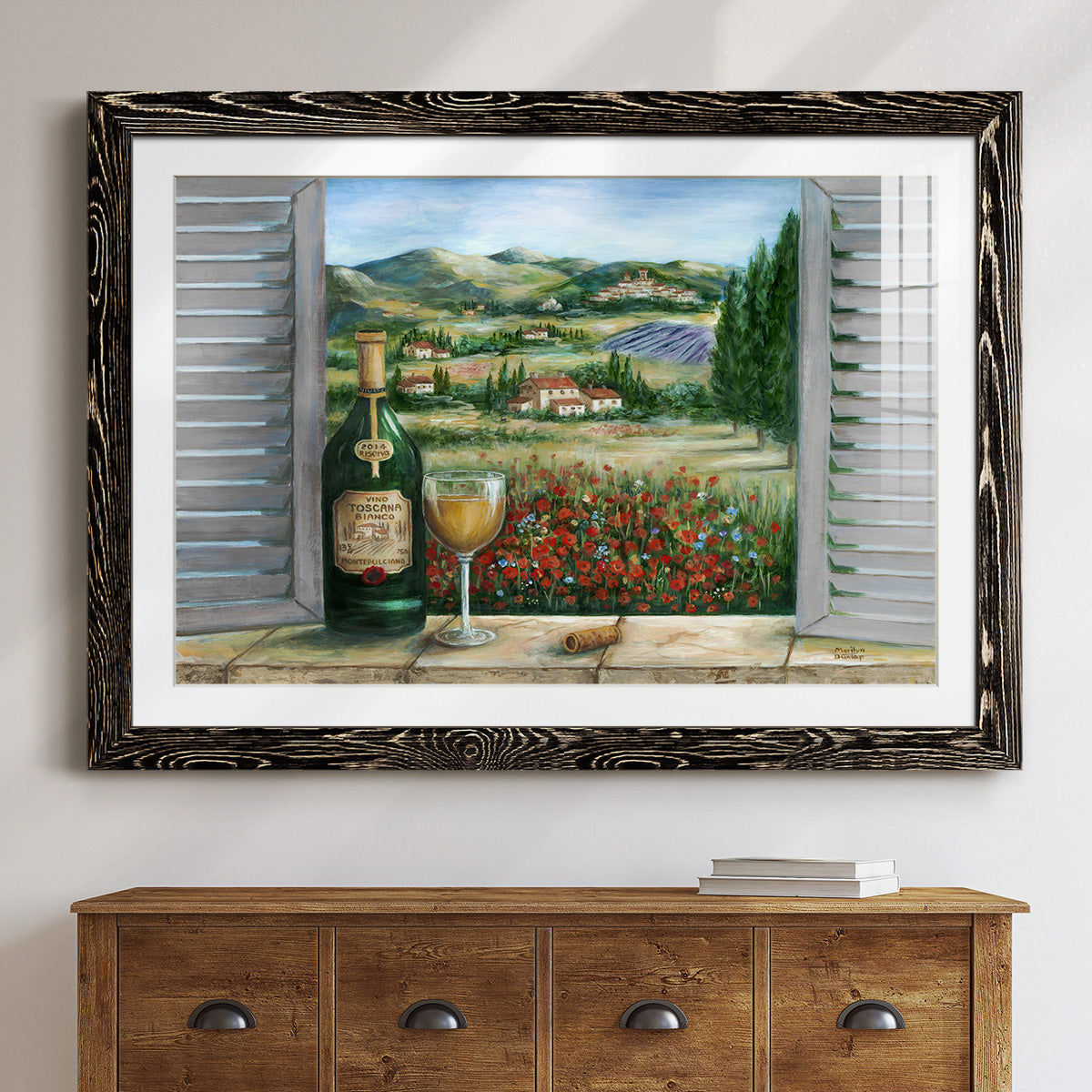 Tuscan White and Poppies-Premium Framed Print - Ready to Hang