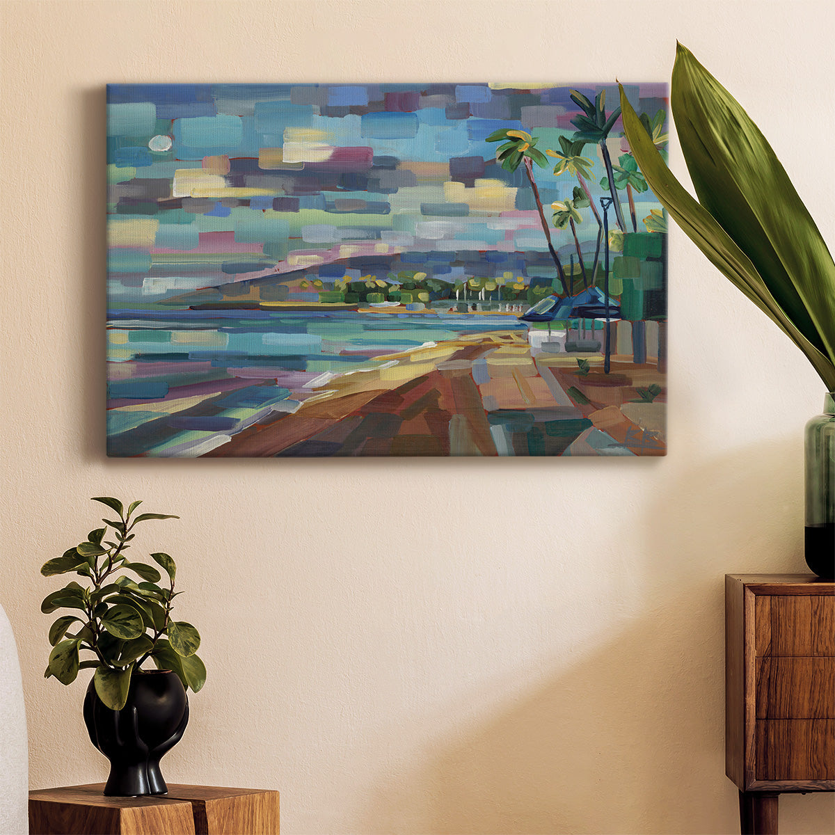 Morning Moon Over Waikiki Premium Gallery Wrapped Canvas - Ready to Hang