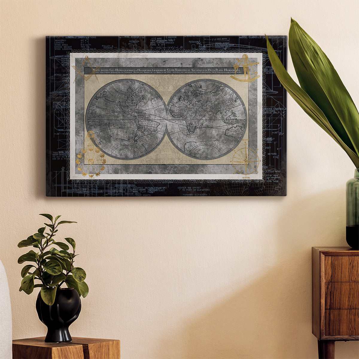 Night World Blueprint Premium Gallery Wrapped Canvas - Ready to Hang