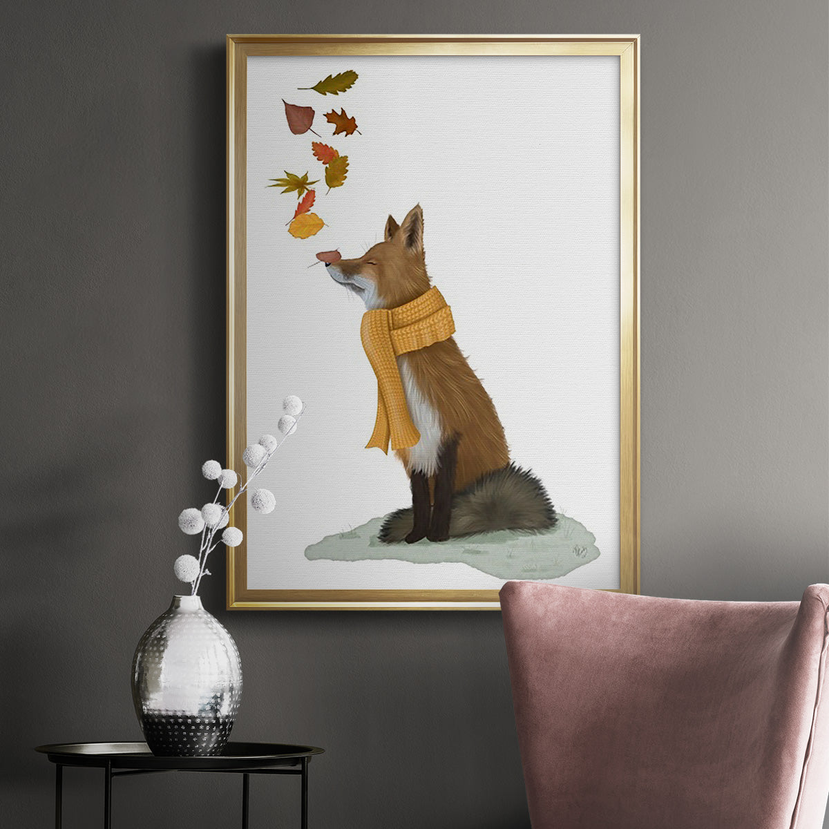 Fox Leaves on Nose Premium Framed Print - Ready to Hang