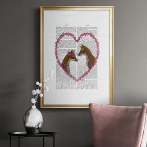 Foxes in Pink Heart Premium Framed Print - Ready to Hang