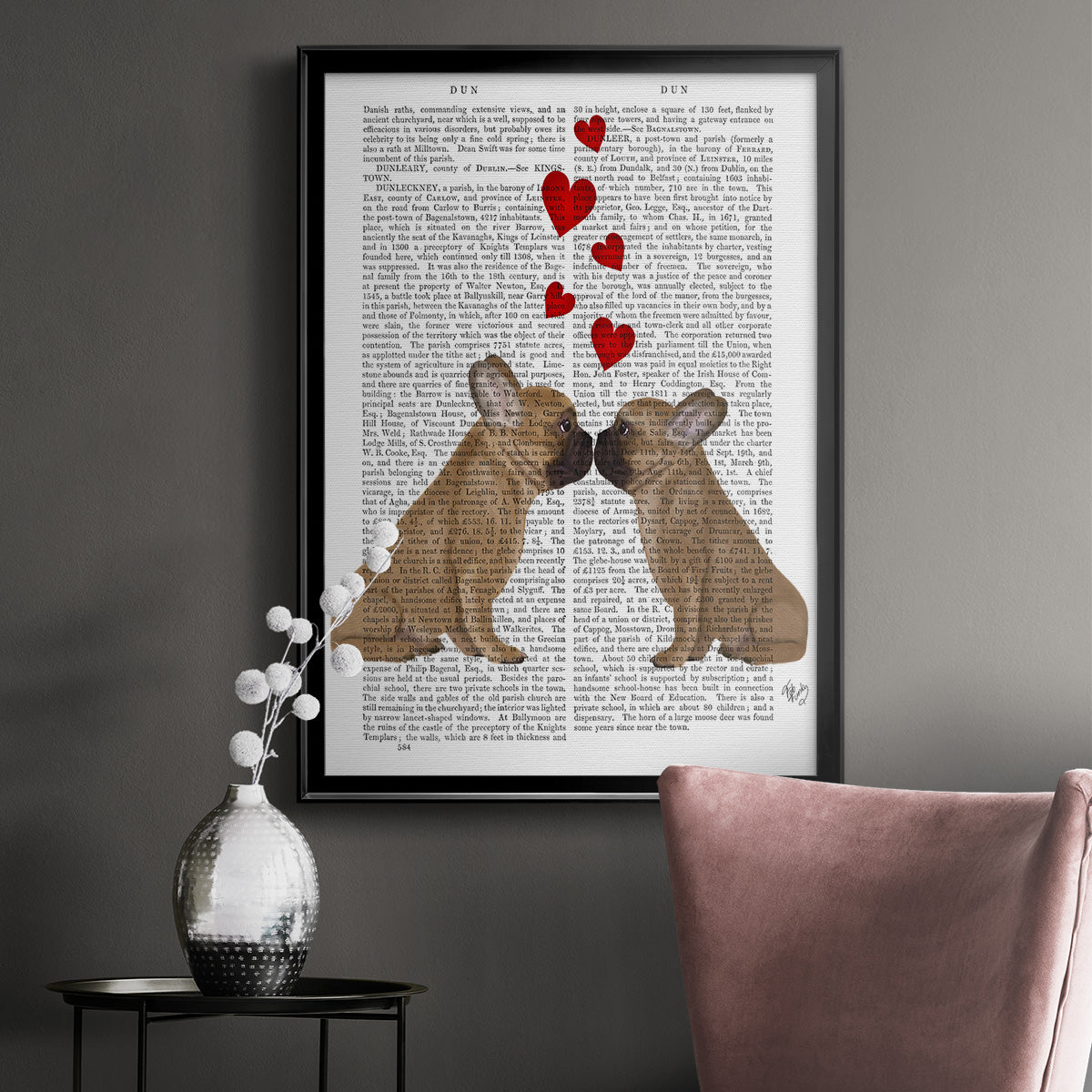 French Kiss and Hearts Premium Framed Print - Ready to Hang