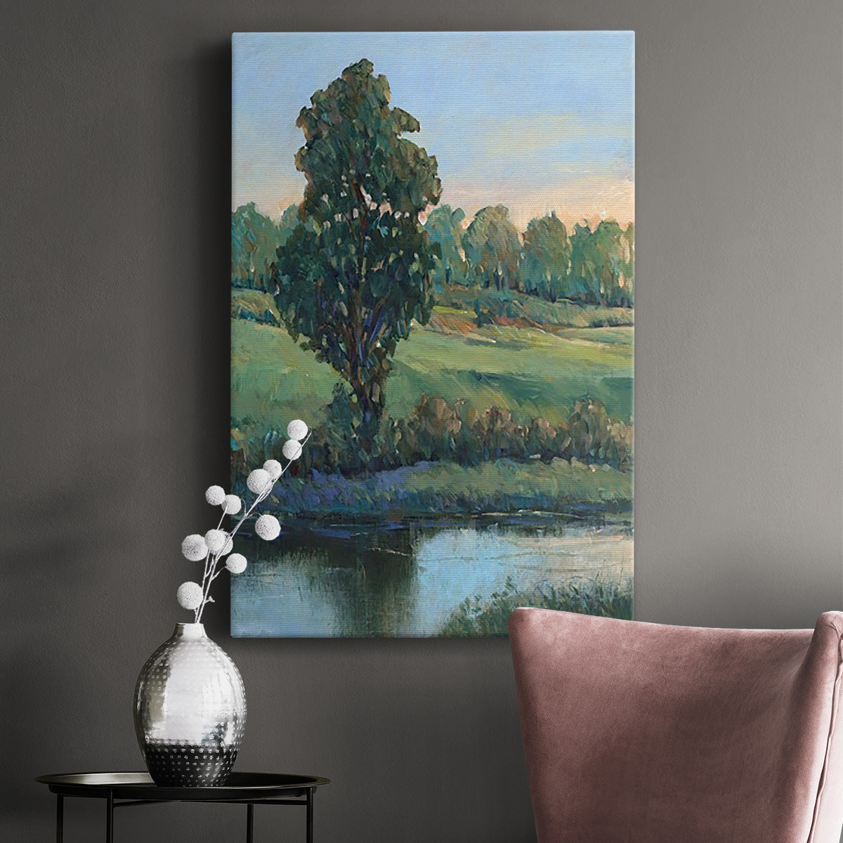 Tree by the Riverbank II Premium Gallery Wrapped Canvas - Ready to Hang