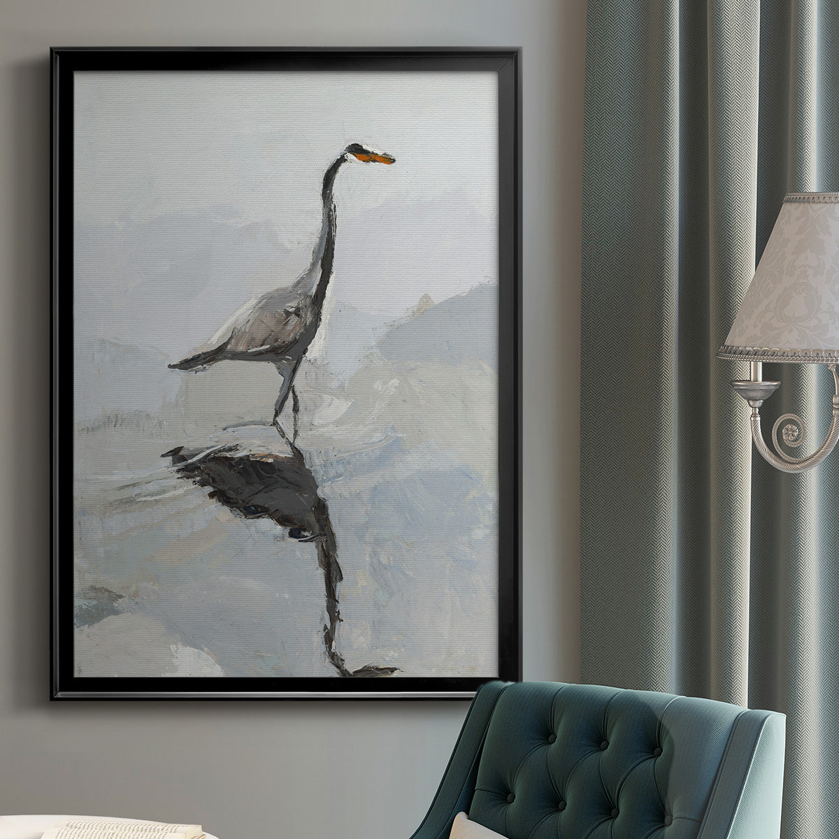 Heron Premium Framed Print - Ready to Hang