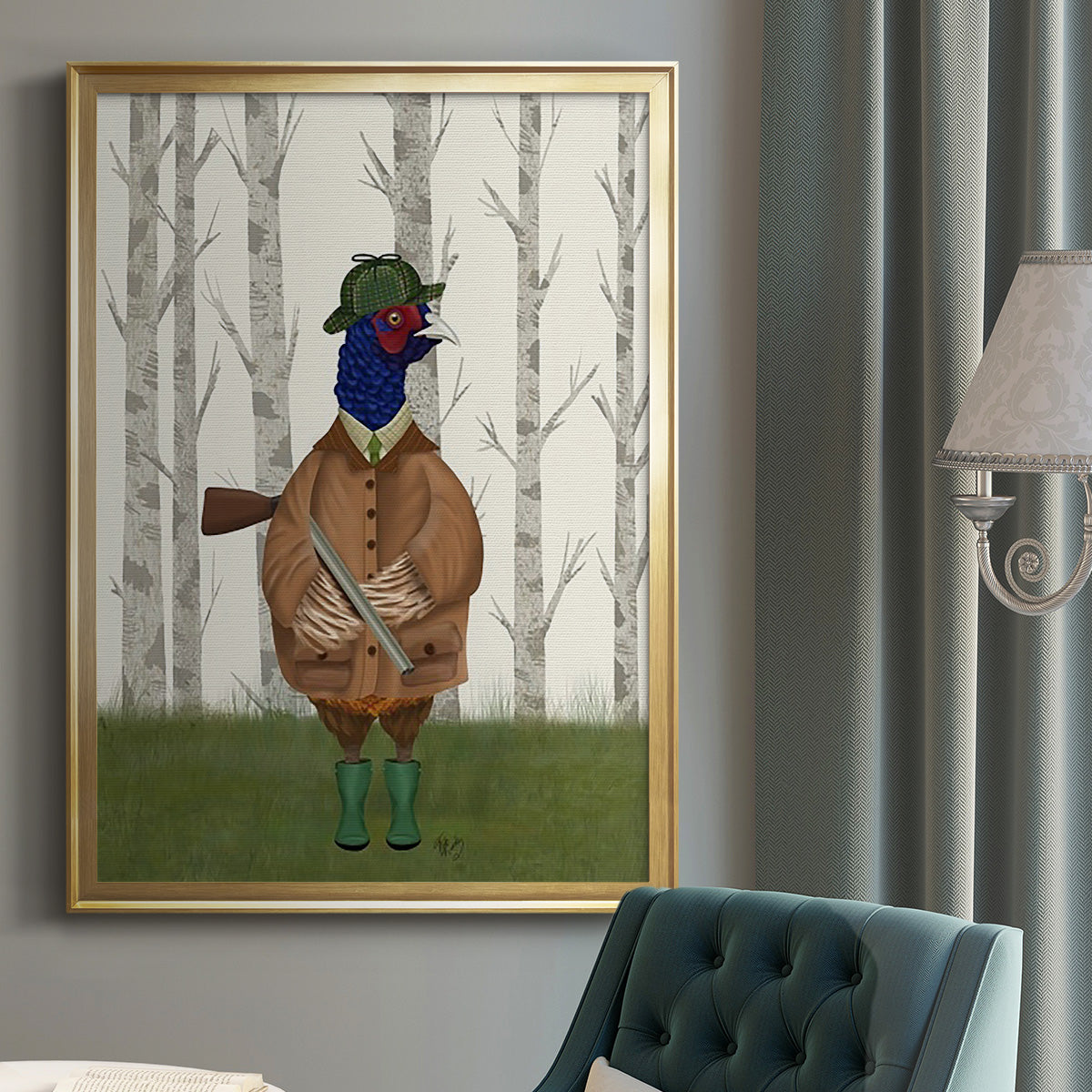 Pheasant Shooting Party 3 Premium Framed Print - Ready to Hang