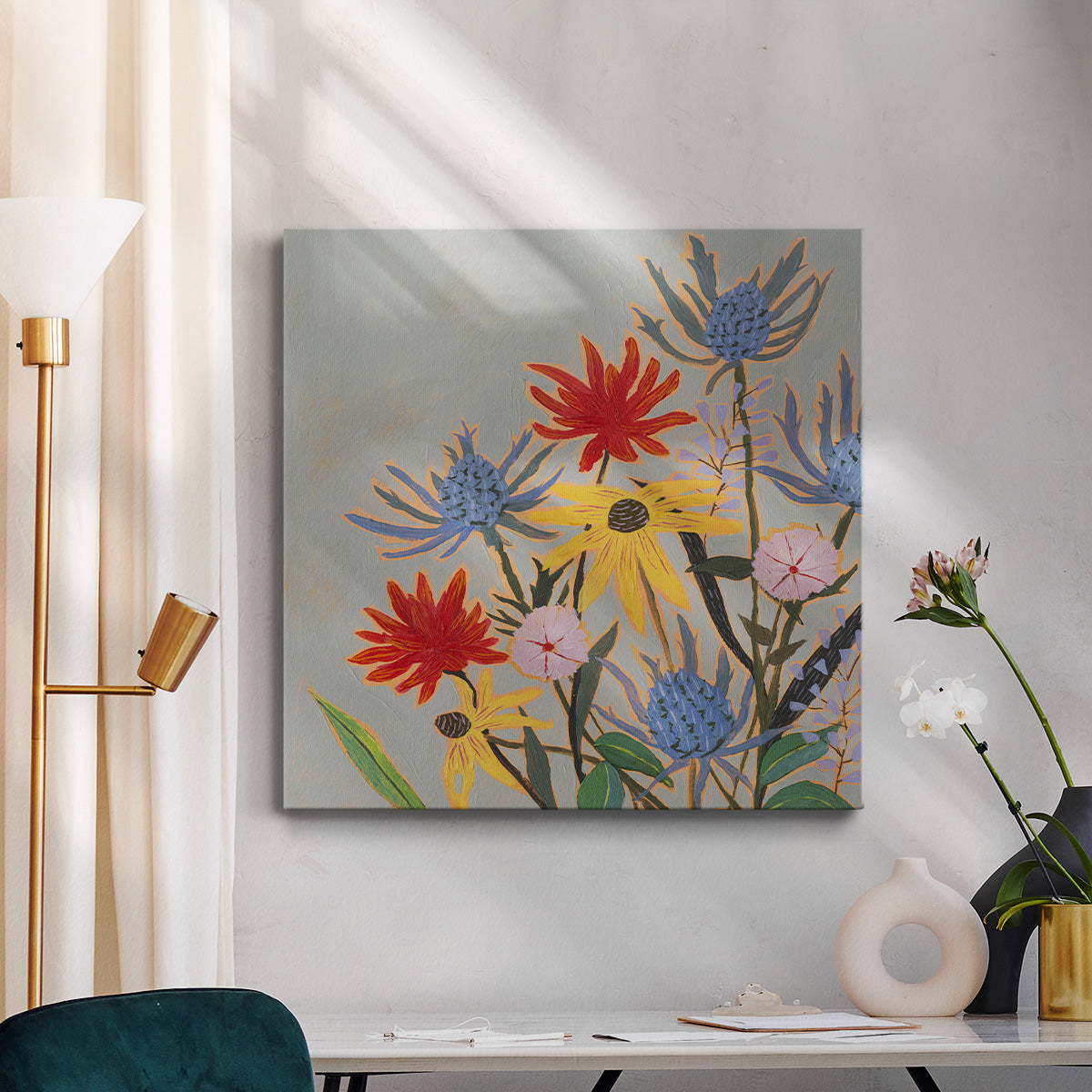 Thistle Bouquet I-Premium Gallery Wrapped Canvas - Ready to Hang