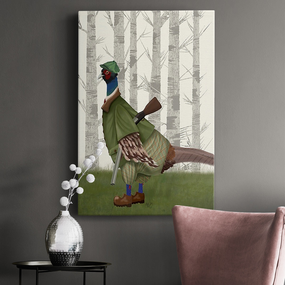 Pheasant Shooting Party 1 Premium Gallery Wrapped Canvas - Ready to Hang