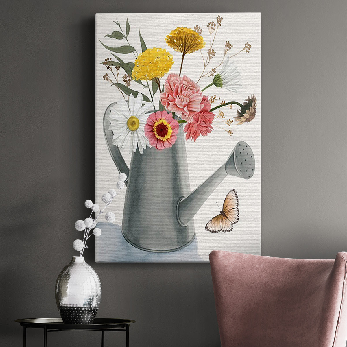 Watering Can Bouquet II Premium Gallery Wrapped Canvas - Ready to Hang