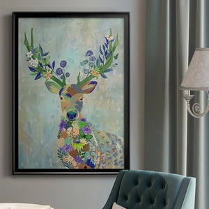 Fantastic Florals Deer, Portrait Premium Framed Print - Ready to Hang