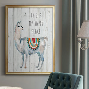 Llama Happy Place Premium Framed Print - Ready to Hang