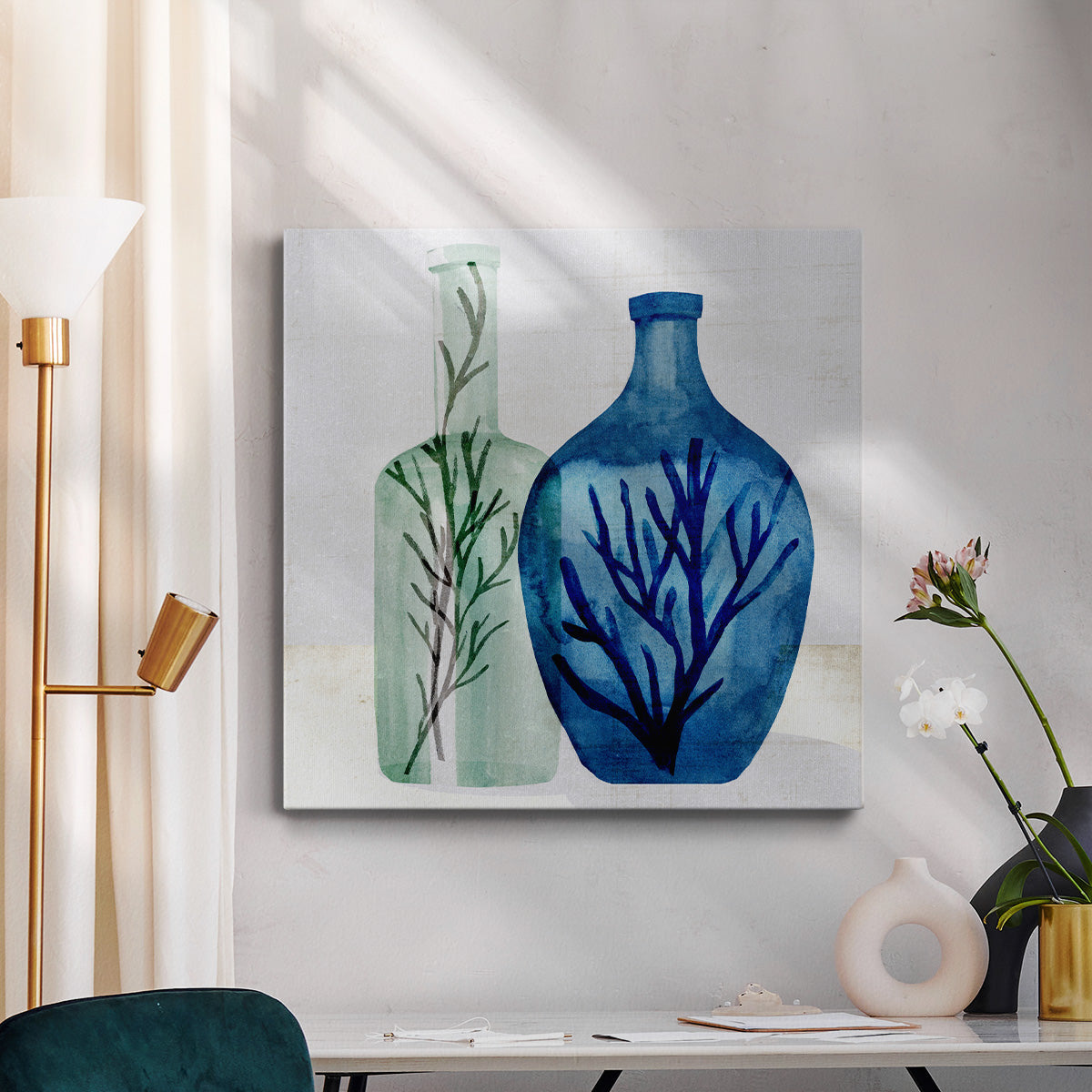 Sea Glass Vase I-Premium Gallery Wrapped Canvas - Ready to Hang