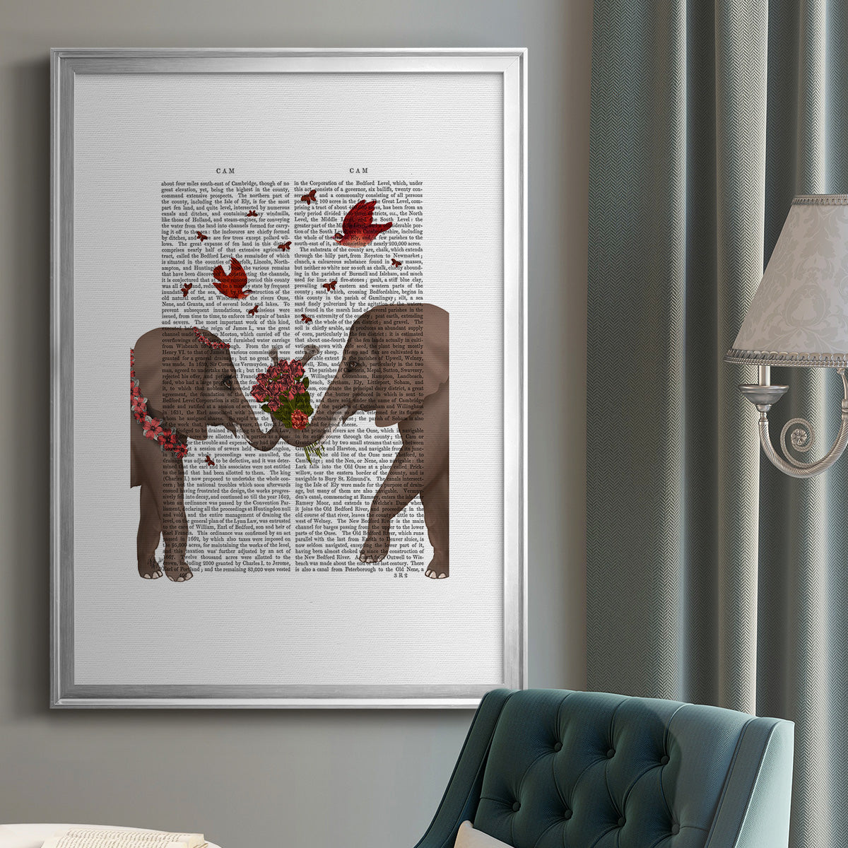 Elephant Bouquet, Portrait Premium Framed Print - Ready to Hang