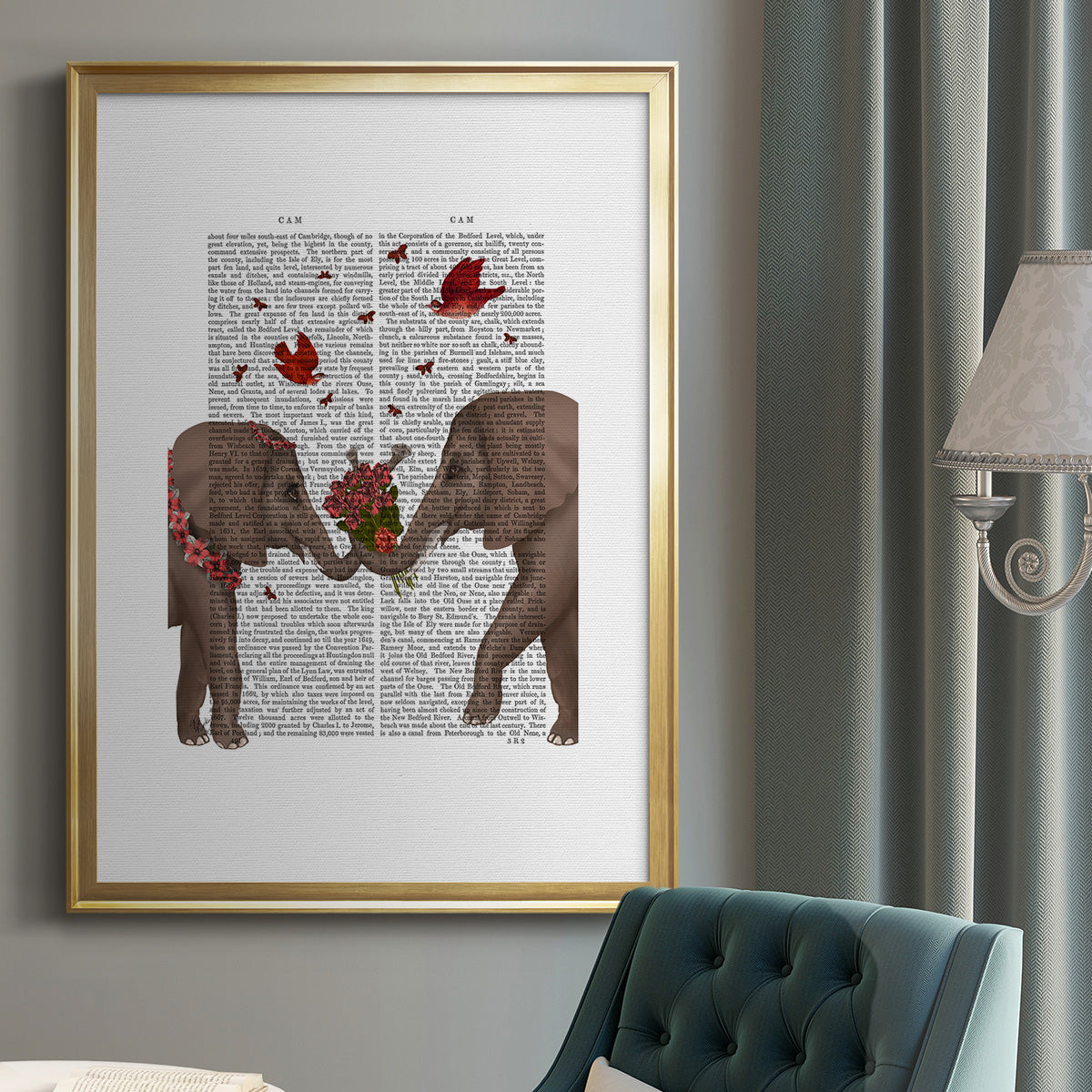 Elephant Bouquet, Portrait Premium Framed Print - Ready to Hang