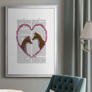 Foxes in Pink Heart Premium Framed Print - Ready to Hang